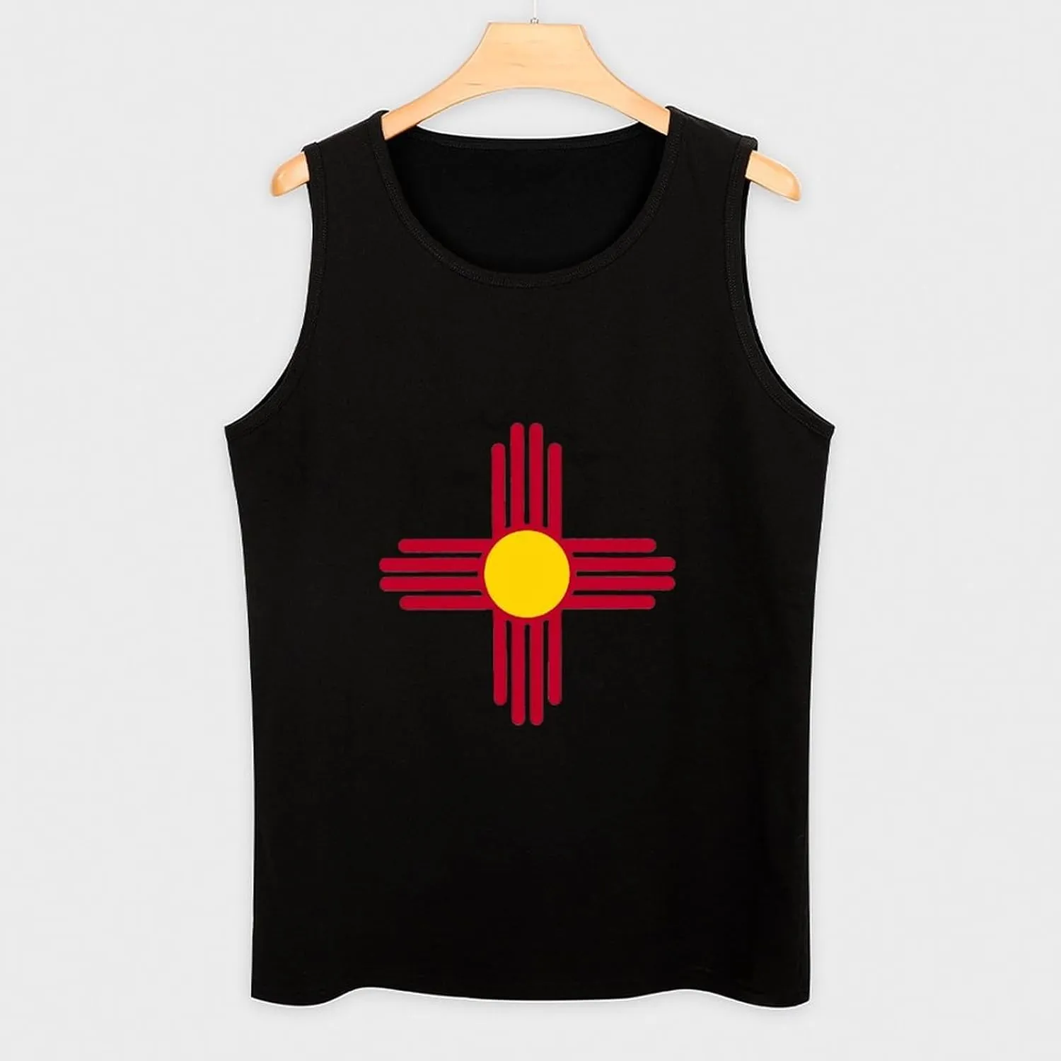 Zia Symbol Mens Tank Top Cotton Undershirt Crewneck Sleeveless Shirt for Summer