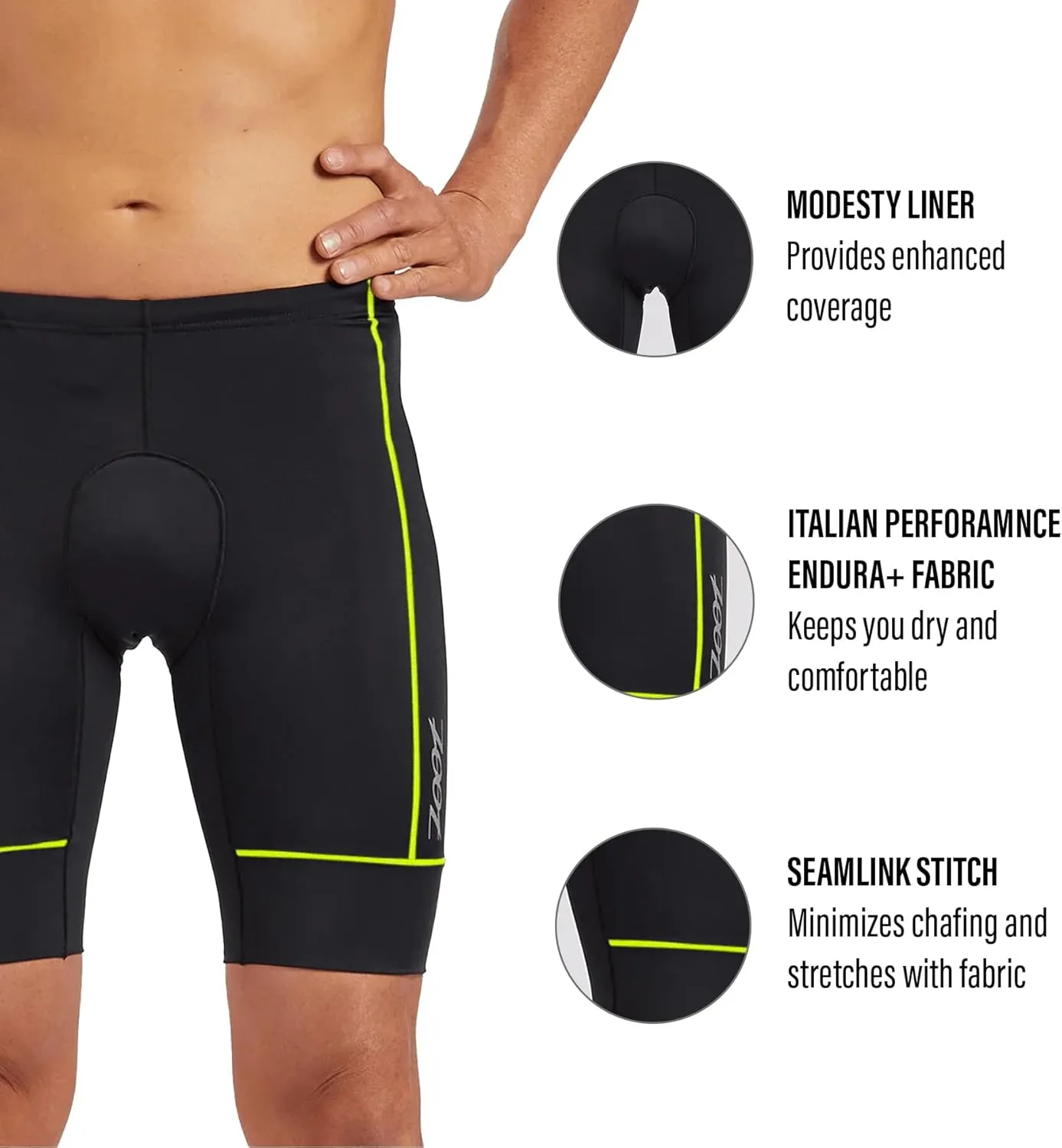 Zoot Mens Core 9-Inch Tri Shorts, Quick Dry Performance Triathlon Shorts with Cycling Chamois Pad, Pockets & UPF 50  Fabric
