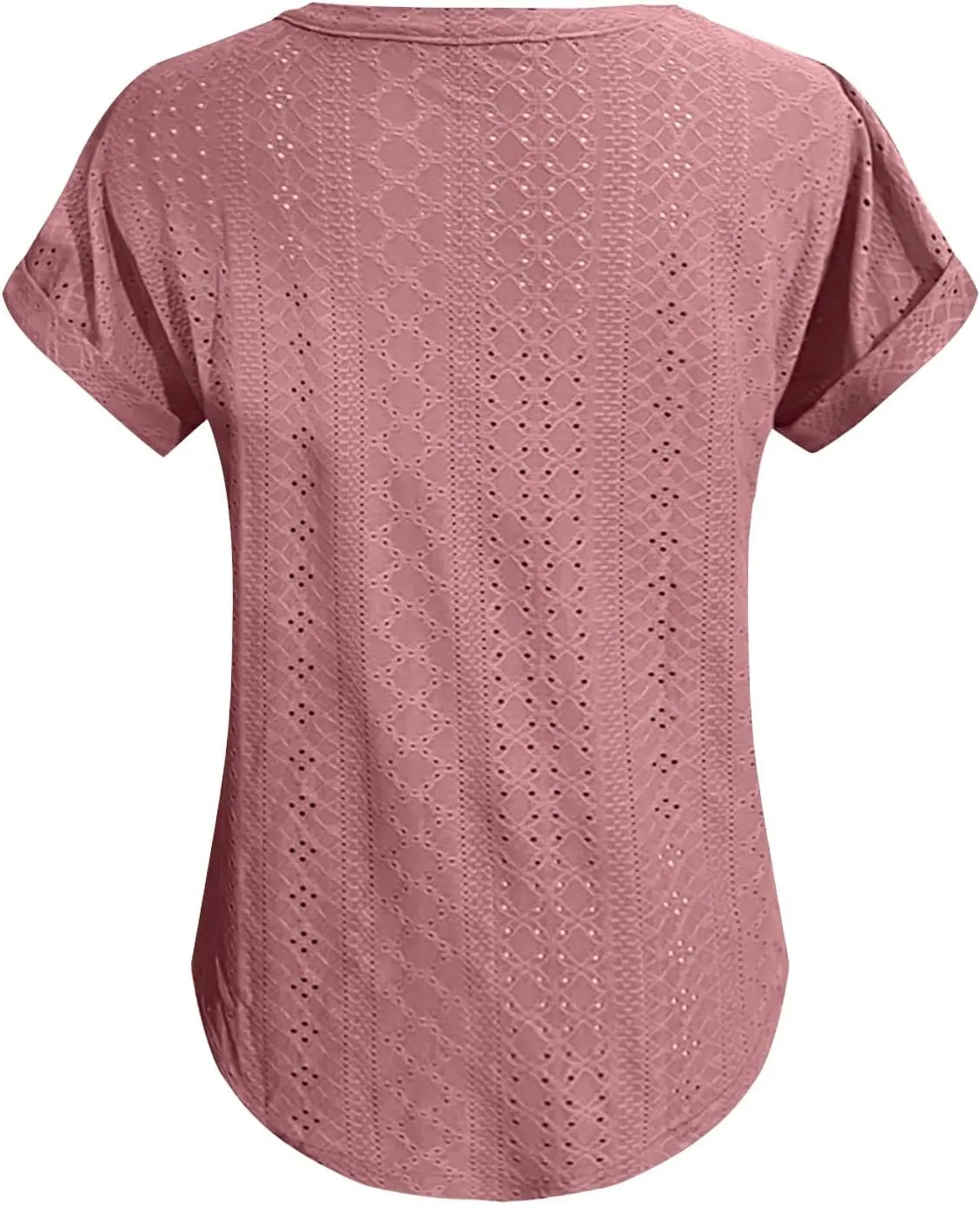 ZYXTIM Women's Eyelet Tops Short Sleeve Trendy Dressy Casual Blouse Lace Hollow Out Loose Fit Beach Vacation Summer Shirts